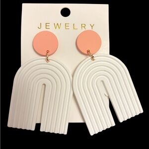 NWT Boho Rainbow white and pink earrings
